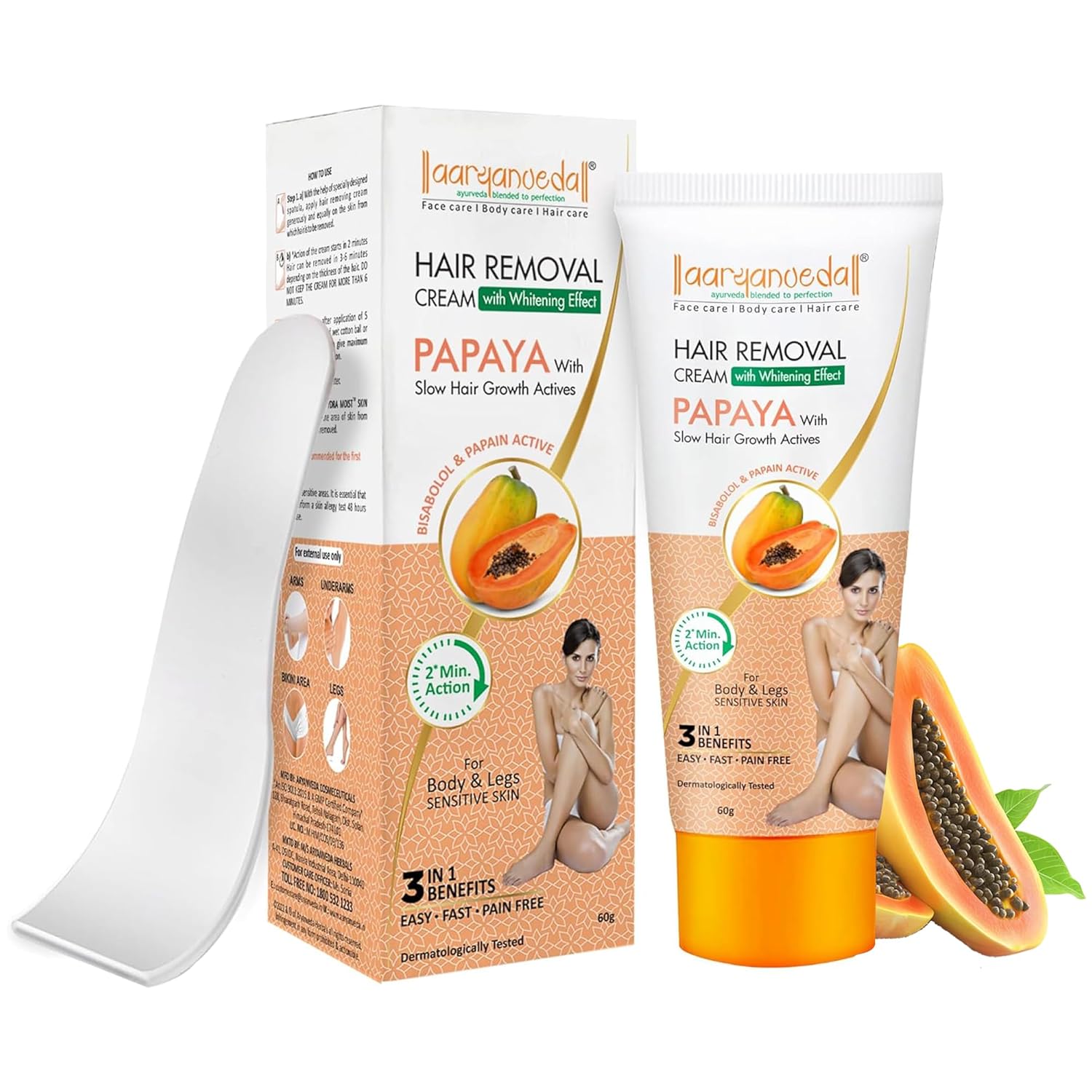 Aaryanveda Papaya Hair Removal Cream - 60 GM