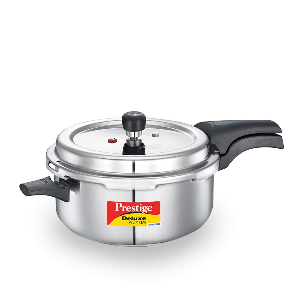 Prestige Deluxe Alpha Svachh Stainless Steel Pressure Cooker Deep Pan - 5 L - Daily Needs Products