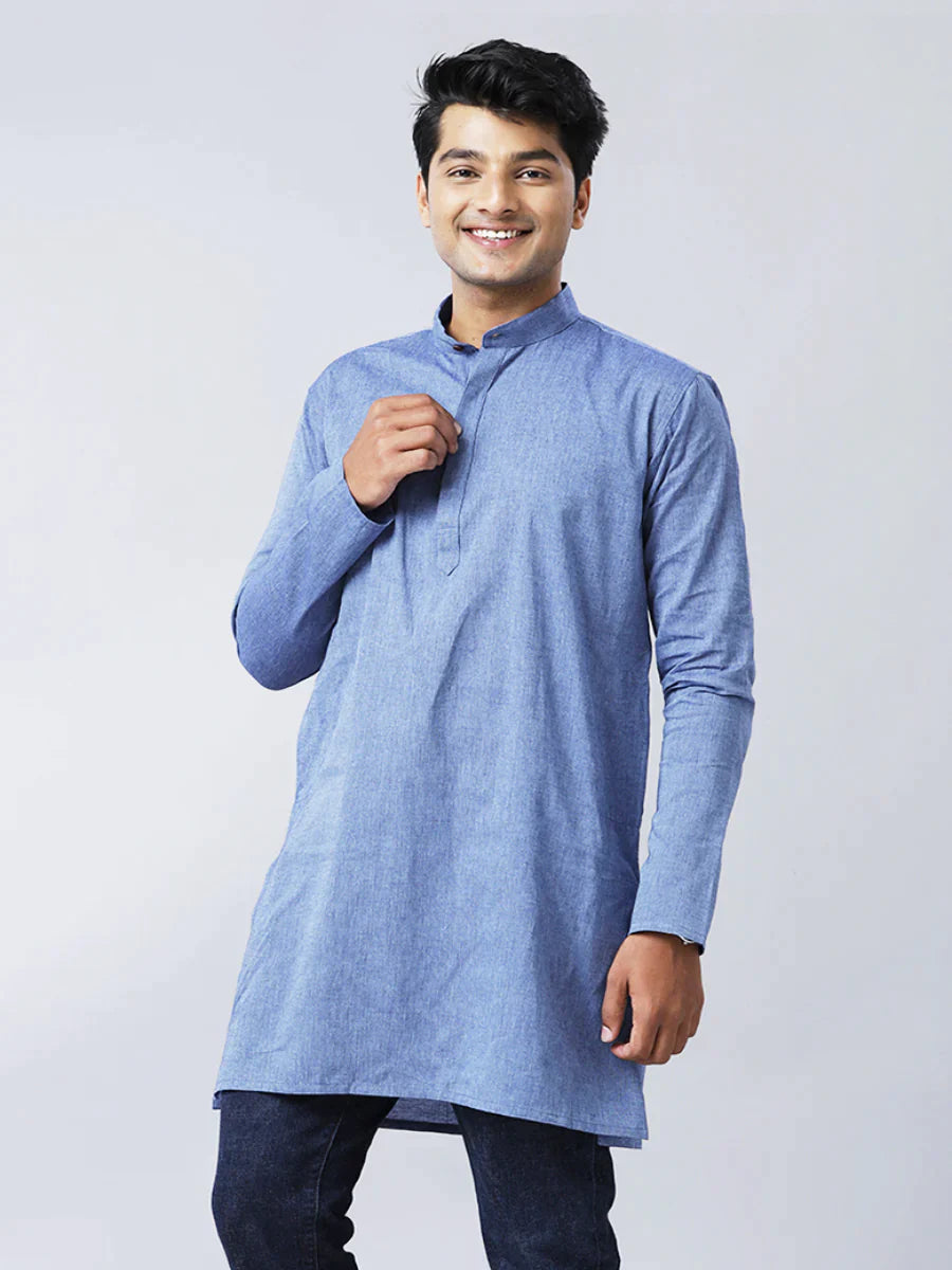 Ramraj Mens Cotton Plain Medium Length Kurta - Daily Needs Products