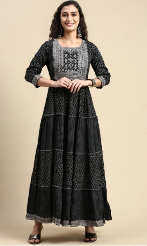 Ramraj Women Embroidered and Printed Umbrella Kurti - Daily Needs Products