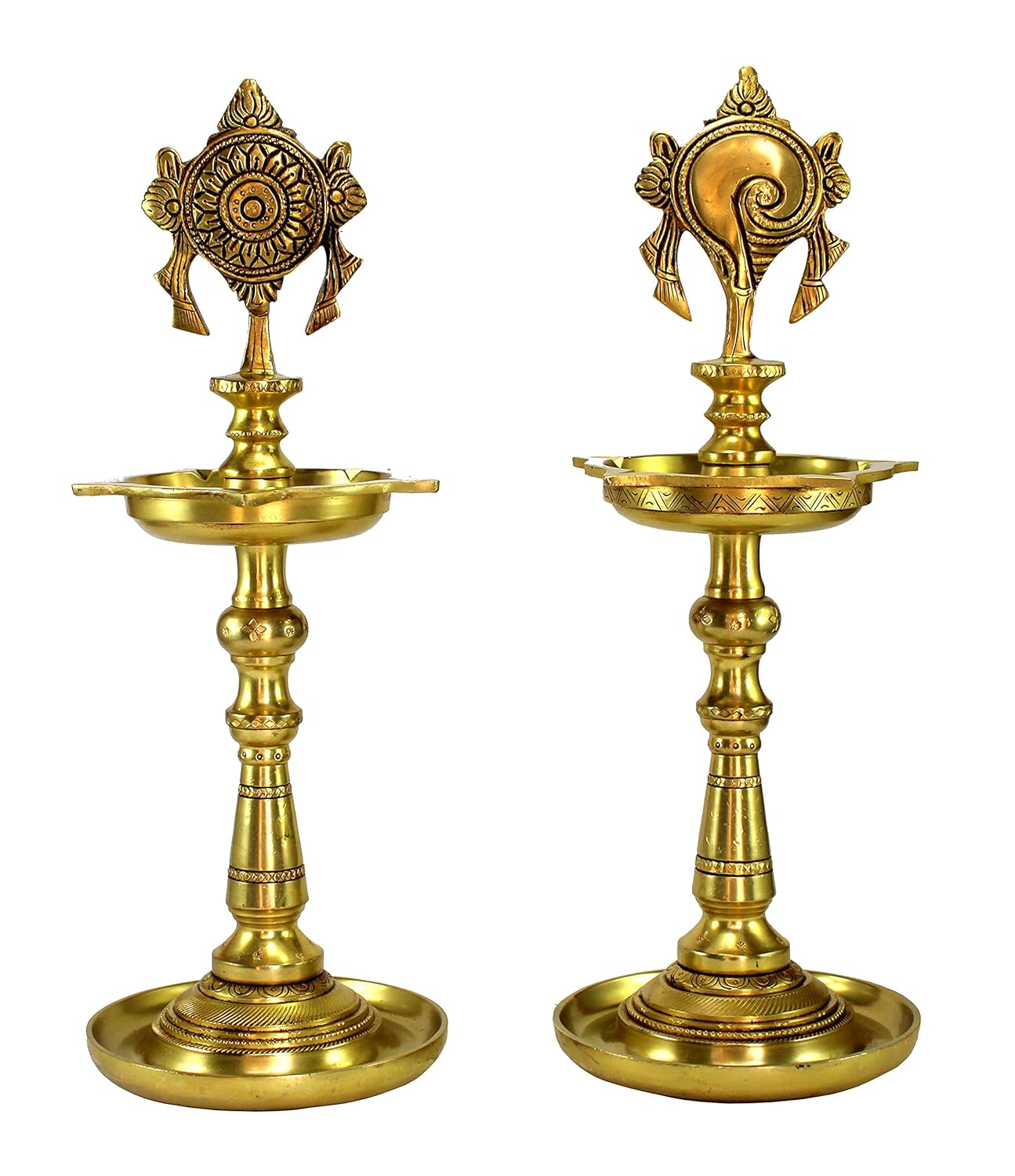 Shankh Chakra Narayan Oil Lamp - 13 Inch - Daily Needs Products